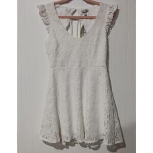 Speechless Dress Womens Large White Chic Embroidered Floral Lace Up Back